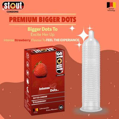 Stout Extra Dotted Strawberry Condoms - Flavoured (Pack of 2 x 10's) 1's - Plain/Flavoured Condoms