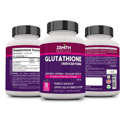 Zenith Nutrition Glutahione 250 mg Capsules 30's - General Health