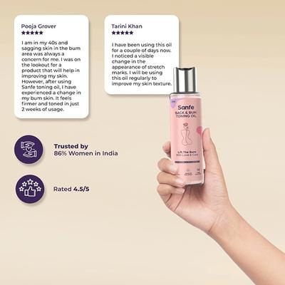Sanfe Back & Bum Toning Oil - Pure Vitamin C & Peach Extracts 100 ml - Lotions & Creams