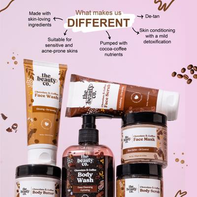 The Beauty Co. Chocolate Coffee Collection (Face Scrub + Face Wash + Body Scrub + Body Butter + Face Mask + Body Wash) - Facial Kits