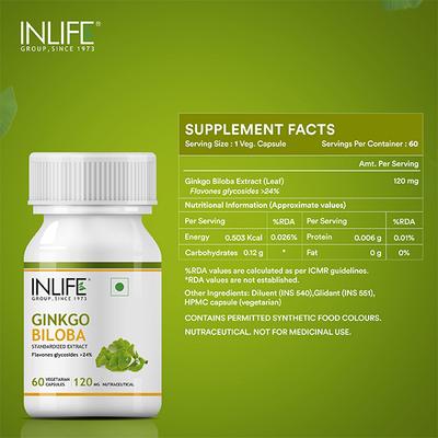 INLIFE Ginkgo Biloba Capsule 60's - Herbal Dietary Supplement