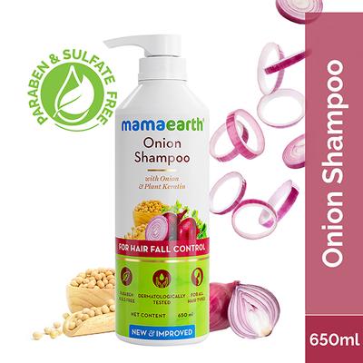 Mamaearth Onion Shampoo for Hair Fall Control and Hair Growth with Onion and Plant Keratin 650 ml - Shampoos