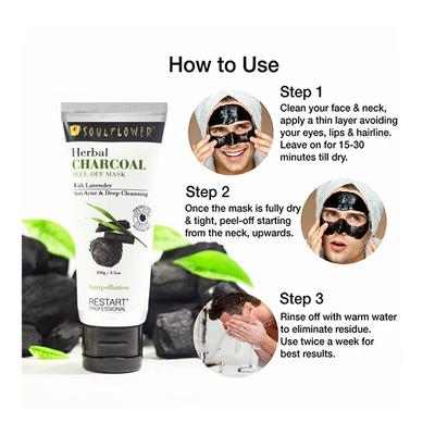 Soulflower Herbal Peel Off Mask - Charcoal 100 gm - Masks & Peels
