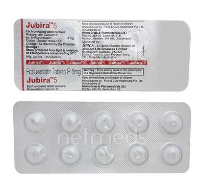 Jubira 5mg Tablet 10'S - High Cholesterol-Dys