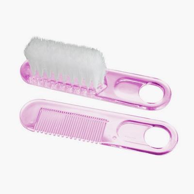 Farlin Comb & Brush Set (0+ Months) - Pink 1's - Baby Grooming