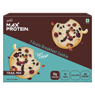 RiteBite Max Protein 7 Grain Breakfast Cookie - Trail Mix (Pack of 12 x 55 gm) - Nutritional Bars