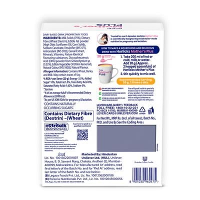 Mother's Plus Horlicks No Added Sugar Powder - Kesar Flavour 400 gm - Nutritional Supplements