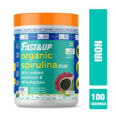Fast&Up Organic Spirulina Plus Powder 300 gm - Herbal Dietary Supplement