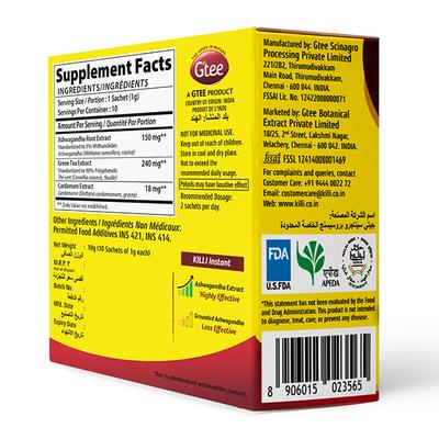 Killi Ashwagandha Instant Drink Sachet 10's - Green/Herbal Teas