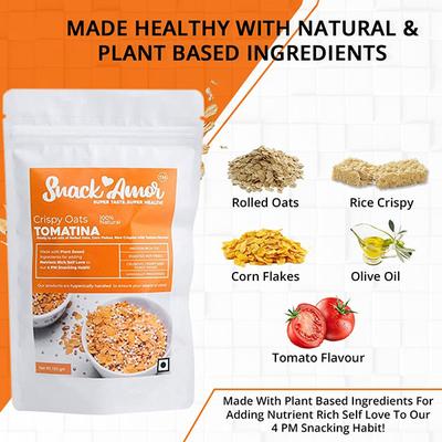 Snack Amor Crispy Oats Tomatina (Pack of 2 x 100 gm) - Nutritional Bars