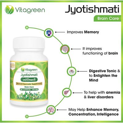 VitaGreen Jyotishmati Capsules 60's - Herbal Dietary Supplement