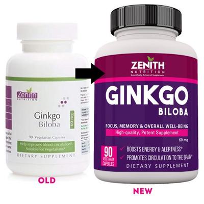 Zenith Nutrition Gin kgo Biloba 60 mg Capsules 90's - Herbal Dietary Supplement
