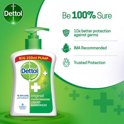 Dettol Original Germ Protection Liquid Handwash - Pump 250 ml - Hand Wash & Soaps