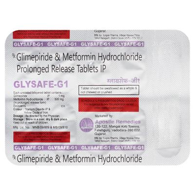 GLYSAFE G 1mg/500mg Tablet 10's - Diabetes-Ant