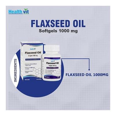 HealthVit Flaxseed Oil 1000 mg Softgel 60's - Omega Fish Oil Fatty Acids
