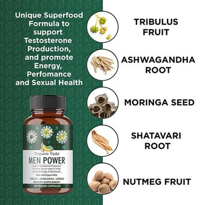 Organic Veda Men Power Veg Capsule 120's - Sexual Healthcare