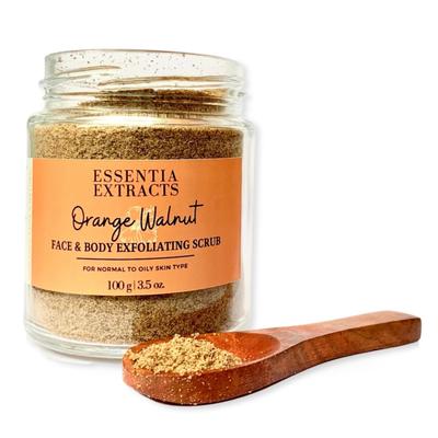 Essentia Extracts Face & Body Exfoliating Scrub - Orange Walnut 100 gm - Scrubs & Exfoliants