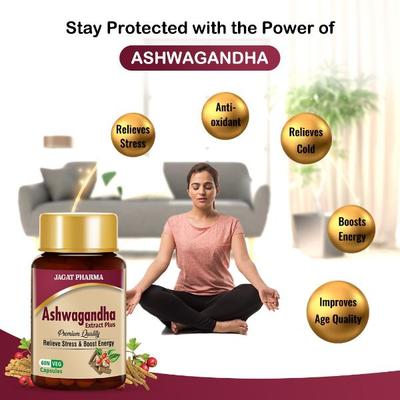 Jagat Pharma Ashwagandha Extract Plus Veg Capsule (Pack of 2 x 60's) - Ashwagandha
