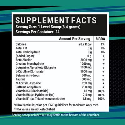 INLIFE Pre Workout Powder - Orange Flavour 200 gm - Energy Drinks