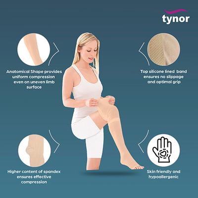 Tynor Medical Compression Stocking Mid Thigh Class 2 - Beige (S) (I 70) - Knee/Leg Supports