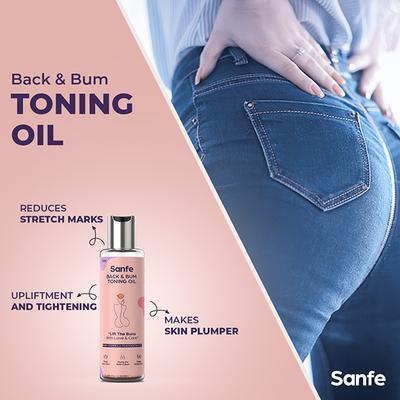 Sanfe Back & Bum Toning Oil - Pure Vitamin C & Peach Extracts 100 ml - Lotions & Creams