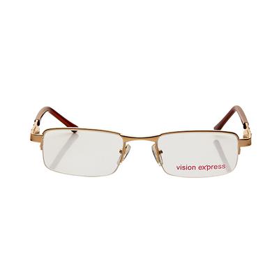 Vision Express 29306 Gold Rectangle Eyeglasses (Including Anti-Reflective Coating Lens) 1's - Wearables Eye Glasses