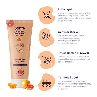 Sanfe Intimate Deodorant Cream - Grapefruit & Tangerine 50 gm - Intimate Care
