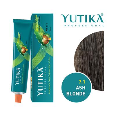 Yutika Creme Hair Color - 7.1 Ash Blonde 100 gm - Crème