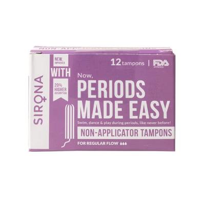 Sirona FDA Approved Non Applicator Tampon - Regular Flow 12's - Tampons