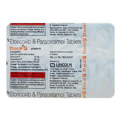 ETOCOL P Tablet 10's - Pain relief-Nsa