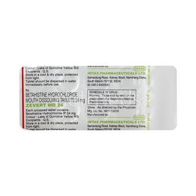 Zevert MD 24mg Tablet 10'S - Vertigo-Ant