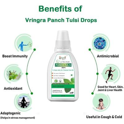Vringra Ultra Pure Panch Tulsi Drops (Pack of 5 X 30 ml) - Health Products