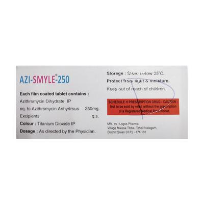 AZI SMYLE 250 Tablet 6's - Bacterial Infections-Mac