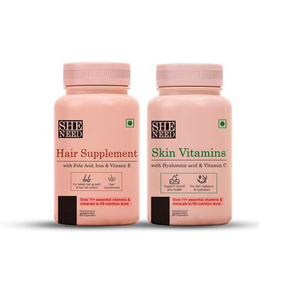 Sheneed Hair Supplement Capsule 60's + Skin Vitamins Capsule 60's - Hair & Skin