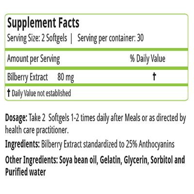 Natures Velvet Bilberry Extract 80 mg Softgel 60's - Speciality Medicines