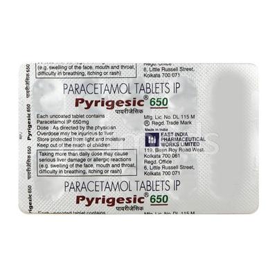 Pyrigesic 650mg Tablet 10'S - Fever-Non