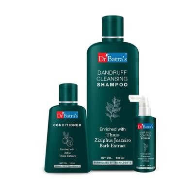 Dr Batra's Dandruff Cleansing Shampoo 500 ml + Hair Fall Control Serum 125 ml + Conditioner 100 ml - Hair Treatment