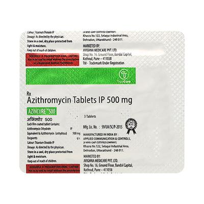 AZINCURE 500 Tablet 3's - Bacterial Infections-Mac