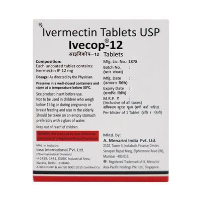 Ivecop 12mg Tablet 1's - Parasitic Worms-Ant