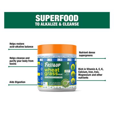 Fast&Up Wheat Grass Plus Powder - Unflavoured 300 gm - Vital Health