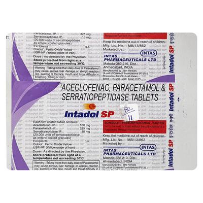 INTADOL SP Tablet 15's - Pain relief-Nsa