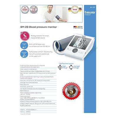 Beurer Blood Pressure Monitor without Adaptor (BM 28) - Blood Pressure Monitors