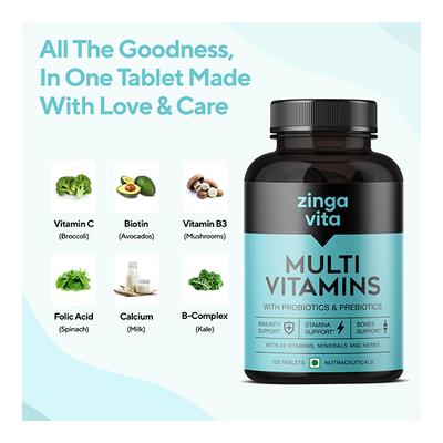 Zingavita Multivitamins with Probiotics & Prebiotics Tablet 120's - Multi-Vitamins