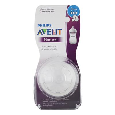 Philip Avent Natural Teat 3 Holes Medium Flow (3 Month+) - Feeding & Nursing