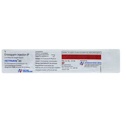 HETPARIN 40mg Injection 0.4ml - Blood Clot-Ant