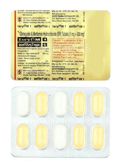 Isryl M 1mg Tablet 10'S - Diabetes-Ant