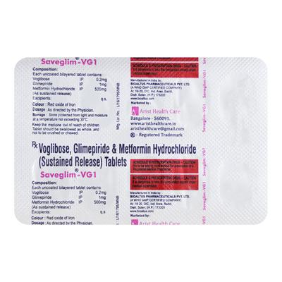 SAVEGLIM VG 1mg Tablet 10's - Diabetes-Ant