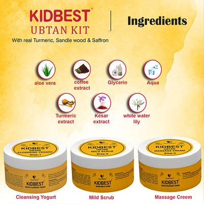 HealthBest Kidbest Ubtan Kit - Cleansing Yogurt, Scrub & Cream (Pack of 3 x 50 gm) - Baby Skin Care