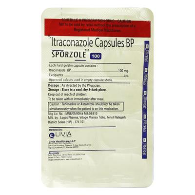 SPORZOLE 100 Capsule 10's - Fungal Infections-Anf