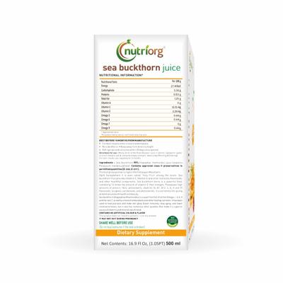 Nutriorg Seabuckthorn Juice 500 ml - Ayurvedic Juices